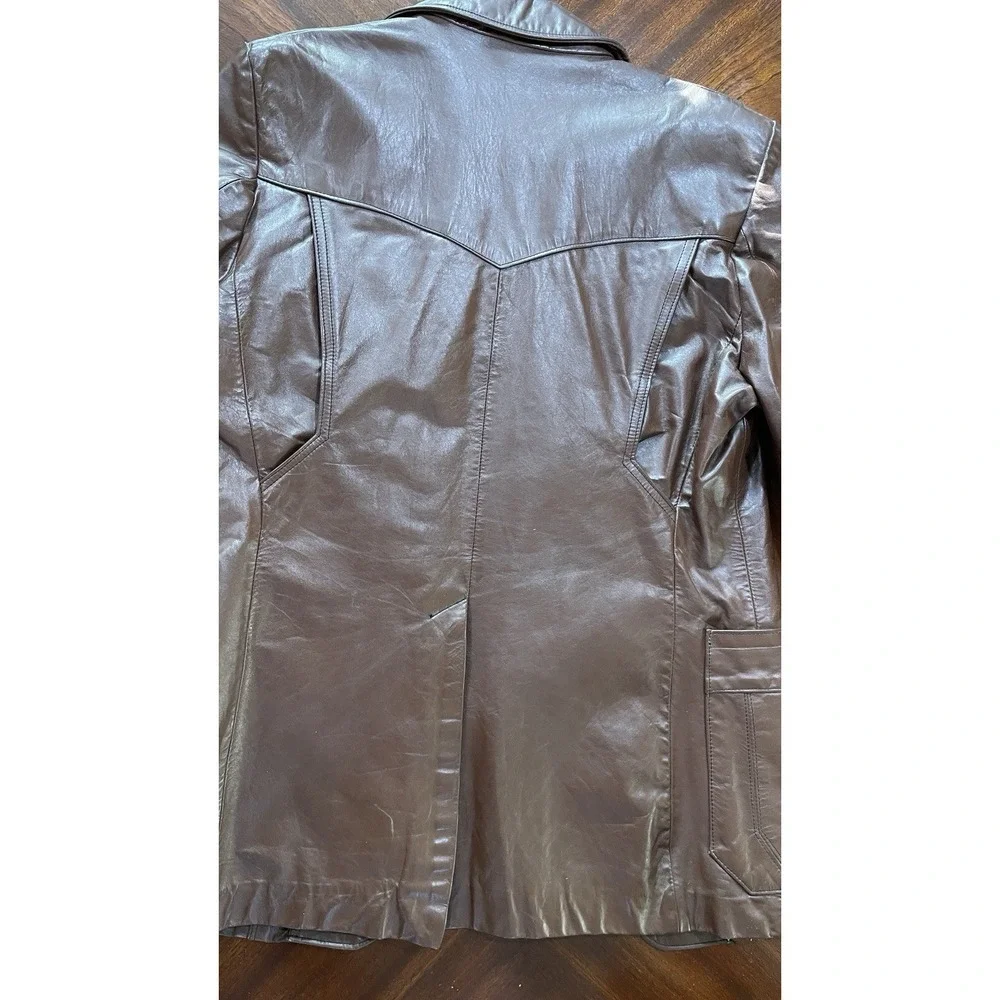 Vintage Lariat Leathers Brown Genuine Leather Blazer Sport Coat Mens 40‎ USA